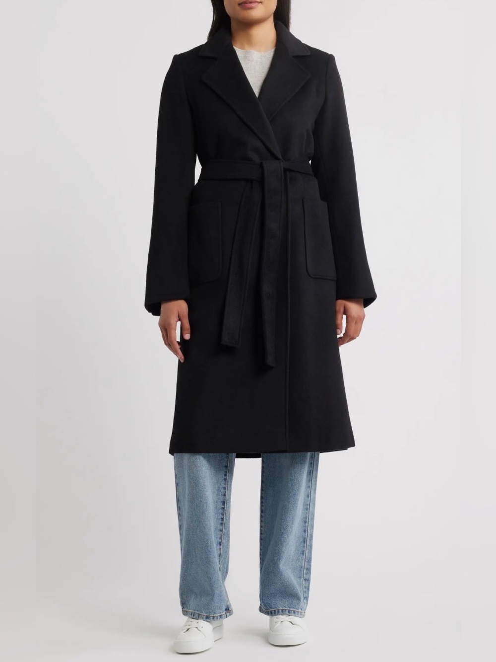 NWT Sam Edelman Longline Wrap Coat Black Women's Coat Size 6